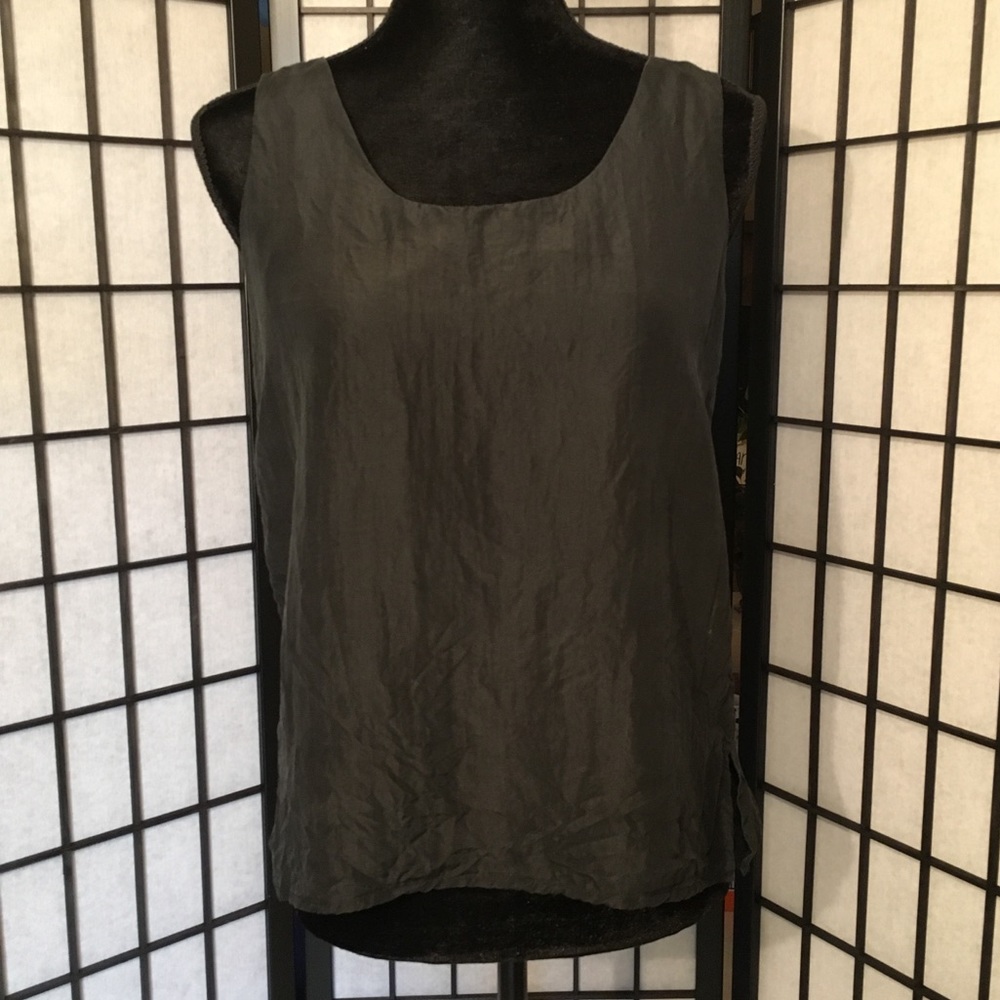 100% Pure Silk Express Vintage Black Tank Top